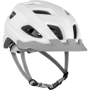 Retrospec Lennon Adult Bike Helmet with LED Safety Light Adjustable Dial & Removable Visor - Adjustable Bicycle Cycling Helmet for Men & Women (One Size, Matte White)