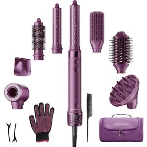 StyleVibe 8-in-1 Air Styler, Hair Dryer & Blow Dryer Brush with Travel Case - Auto Wrap Curls (L/R), Fast Drying, Thermal Round Brush for Smooth Blowouts & Frizz-Free Volume, No Heat Damage