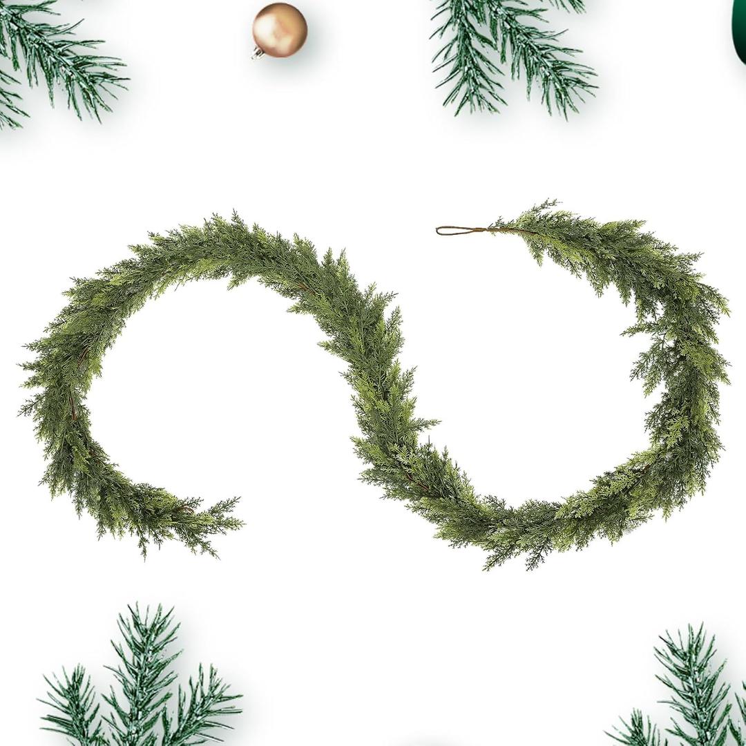 Spring Wreath,Artificial Norfolk Pine Garlands, 8.85 Ft Outdoor Decoration Green Artificial Greenery Garland Decorations Indoor Outdoor, Artificial Spring Decor