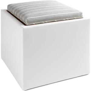 Hananu Homes White Teddy Storage Ottoman, 18.5" Cube with Tray, Comfy Foot Rest and Multi-Purpose Uses, Home Decor Space Saving Solution