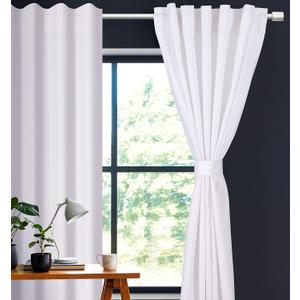 Lightnpro White Cotton Curtains 84 Inch Length - 50x84 Tab Top Farmhouse Drapes for Living Room, Bedroom or Dining, Light Filtering Long Window Curtains Panels 
