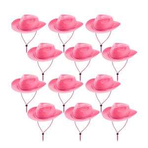Hicarer 12 Pieces Disposable Plastic Cowboy Hat Set for Party Felt Wide Brimmed Western Cowgirl Hat for Men Women