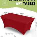 Pureegg Spandex Tablecloth 6ft - 2 Pack, Fitted and Tight Cloth for Rectangle Table, Wrinkle-Free and Stretch Table Cover for Party, Wedding, Banquet and Birthday, Red