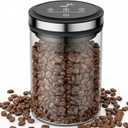 Vacuum Coffee Canister, Airtight Coffee Container with Graduated Scale and Vacuum Duration Display. Features Transparent Borosilicate Glass Construction and a 1.6L Large Capacity