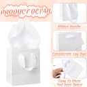 Qilery 50 Pcs Wedding Paper Gift Bags Bulk with Tissue Paper Small Gift Bags with Handle and Tags for Birthday Wedding Mothers' Day Party Business(White,4.7 x 2.4 x 3.9'')