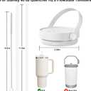 2 x CHEETAH 40 oz Replacement Lid for Stanley Cup,Compatible with Stanley Quencher H2.0 FlowState Tumbler,with Easy Carry Soft Silicone Handle and Straws,Insulated Plastic Spill Leak Proof Lid (Frost)