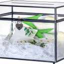 NCYP Large Wedding Glass Cards Box with Slot and Lock for Reception - 12x9.4x8.4 Inch - Keepsake Card, Envelope Holder - Birthdays Party Decor, Centerpiece, Black (Glass Box Only)