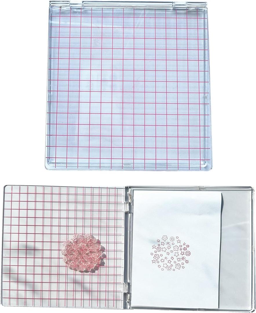 Arbuya Acrylic Stamp Block with Grid 6.3x6.3 Perfect Positioning Stamping Platform Clear Stamps Scrapbook Craft Stamping Tool for Card Making Scrapbooking Journaling and Other Paper Crafts-AT001