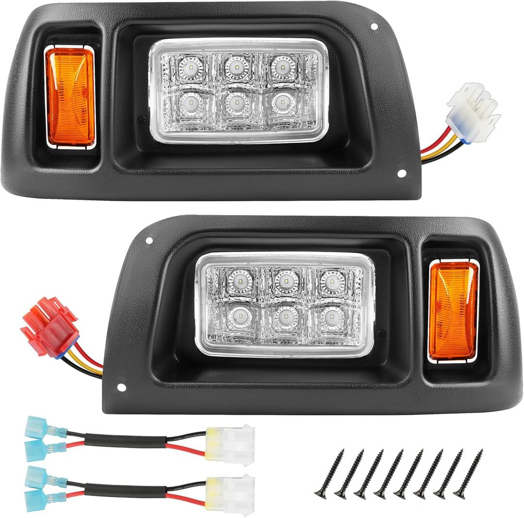 DRIVE UP Club Car DS Headlights Kit, Golf Cart LED Head Light with Adapter Wire for Club Car DS 1993-up 12 Volt Modified Golf Carts, OEM 101988002 101988001