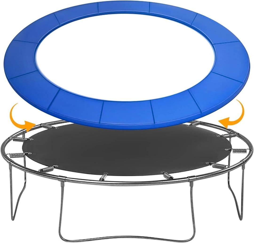 Trampoline Pad Replacement, 15FT Trampoline Spring Cover, Thickened EPE Foam Tear-Resistant Waterproof Safety Pad, No Holes for Pole (Blue)