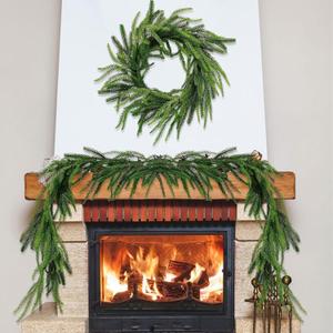 1 Pc 6 Ft Artificial Norfolk Pine Garlands, Christmas Garland,Real Touch Winter Pine Garland, Green Artificial Greenery Garland for Table for Christmas Winter Home Mantel Fireplace Holiday Party