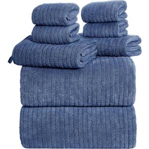 Oversized Bath Towels 8 Piece Towel Set, 2 Extra Large Bath Sheets, 2 Hand, 4 Washcloths, Luxury Soft Super Absorbent Thick Shower Towels for Bathroom, Spa & Hotel, Quick Dry, Electric Blue