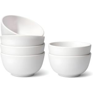 TP 10 Ounce Bowl Set of 6, 4.5" Melamine Small Bowls for Appetizer Snacks Ice Cream Dipping Sauce Side Dish, Unbreakbale and Lightweight, White