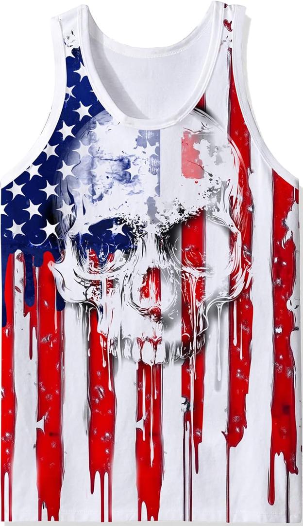 RAISEVERN Mens Tank Tops Summer Sleeveless Tee Cool Workout T-Shirts Beach Novelty Undershirts (Medium, A New Flag 001)
