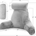 Nestl Reading Pillow with Shredded Memory Foam Includes 2 Neck and Lumber Support Pillows, Designed for Sitting Up in Bed and Couch, Back and Arms Adjustable Support for Adult & Teens, Light Grey, Large 22"