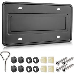 RED WOLF Stainless Steel License Plate Frame Holder Backing Reinforce Bracket 6 x 12 Inch Car Tag for SUV Pickup Truck Trailer Install Front Rear Bumper w/o Obstruction w/Screw Accessories