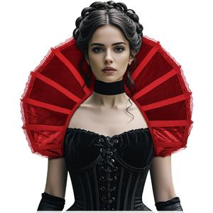 L'VOW Victorian Collar Gothic Stand Up Vampire Collar for Women Halloween Masquerade Cosplay (S1-red)