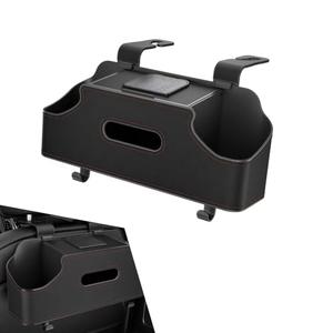 Qurbuns Car Back Seat Organizer, Multifunctional Car Back Seat Storage Box with 2 Cup Holders, Tissue Box & Hooks, Universal Waterproof Leather Car Interior Organizer (Black)