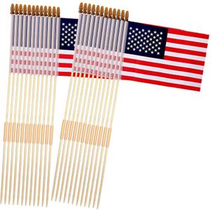 24Pack 8x12 Inch American Flags on Stick, US Flag, 4th of July Decorations, Hand Held Flags With Kid-Safe Spear Top, Polyester Full Color Tear-Resistant Flag
