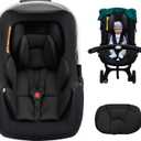 Infant Car Seat Insert with 2 Headrest for Preemie to Toddler, Thickened Baby Car Seat Head Support for Side Impact Protection, Breathable Newborn Carseat Insert with Filled Spong (Black)
