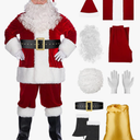 Santa Suit Deluxe Santa Claus Costume for Men, Christmas Adults Santa Costume Set Santa Outfit Larage