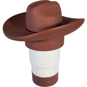 Cowboy Hat Western Floating Pool Chlorine Dispenser - Large Capacity Floater for 3" Tabs, Adjustable Flow, Unique Added Buoyancy, Weather Durable PP & ABS in Brown or Gray (Brown)