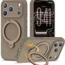 Compatible with iPhone 17 Pro Case 6.3'' with 360 Spin Magnetic Ring Stand[Compatible with Mag-Safe] Soft Liquid Silicone 17 Pro Case for Men Women, Desert Gold