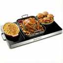 Electric Warming Tray 550W Large 22” x 16” Glass-Top, Food Warmer with Adjustable Temperature Control, Food Warmer for Buffets, Parties, Dinners, Full Surface Heating Keep Food Hot, Black