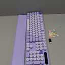 Wireless Keyboard, Round Keycaps, Retro Typewriter Keyboard with Detachable Wrist Rest, Sleep Mode, Foldable Legs, 2.4GHz Full-Size Cordless Computer Keyboard for Windows/PC/Laptop (Colorful-Purple)