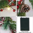 winemana 6 FT Pre-lit Artificial Christmas Garland with 20 LED Lights, Battery Powered with Pine Cones, Red Berries, Pine Needles, Lighted Christmas Garlands for Fireplace Mantle Holiday Decorations