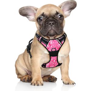 BARKBAY No Pull Dog Harness Large Step in Reflective Dog Harness with Front Clip and Easy Control Handle for Walking Training Running, (Pink camo, S)