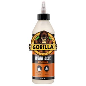 Gorilla Ultimate Waterproof Wood Glue, Natural Color, 18 oz (Pack of 1)  For Wood Working Projects and Repairs, Indoor & Outdoor