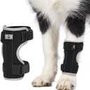 Dog Front Leg Brace with Removable Metal Springs- Adjustable Reflective Ankle Wrap for Dogs, Anti-Slip Reverse-Buckle Design Dog Splint Front Leg for Arthritis, Sprains, Injury Recovery (Black, L)