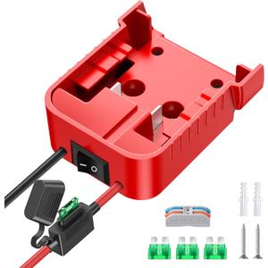 1 Packs Power Wheel Adapter for Milwaukee M18 Battery Adapter 18V Power Wheel Battery Conversion Kit with Switch, Fuse & Wire Terminals, 12AWG Wire, Power Connector for DIY Rc Car Toys and Robotics