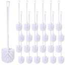 Mimorou 12 Pcs White Toilet Brush, Bathroom Toilet Bowl Brush, Soft Bristle Long Handle Plastic Toilet Scrubber for Bathroom