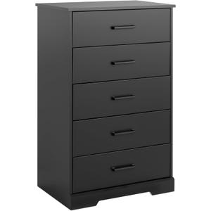 Prepac Rustic Ridge Farmhouse Dresser, Black Dresser for Bedroom, Chest of Drawers with 5 Drawers 18.5" D x 27.5" W x 43.5" H, BBDR-1605-1