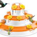 Birdream Window Hummingbird Feeders, Cake Design Hummingbird Feeder for Window with 9 Feeding Ports & Brush 9oz, Attracting Ruby Throated Anna Rufous - Orange (1 Pack)