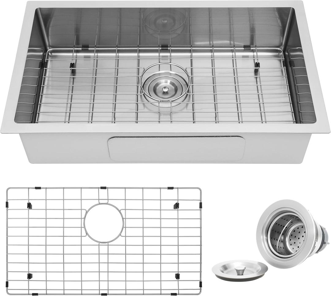 27 inch RV Sink27" x 16" x 7" Undermount Kitchen Sink,18 Gauge Rounded Corner Stainless Steel Sinks