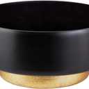 47th & Main Modern Decorative Glass Bowl Home Dcor for Table, 8" Dia x 3.75" H, Black/Gold