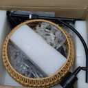 Black Floor Lamp for Living Room, Boho Rattan Floor Lamp with Shelf Farmhouse Standing Lamp with 3 Color Temperature, Arc Cornor Tall Lamp for Bedroom Office,Remote & Dimmable LED Bulb Included.