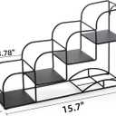 Noamus 4-Tier Syrup Bottle Holder, Iron 4 Compartment Bottle Organizer Rack, 16" Countertop Display Storage Shelf Bottle Stand, Metal Coffee Bar Organizer for Dressing, Wine, Juice, Kitchen, Black