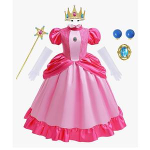 Girls Dress Cosplay Costume for Toddler Kids, Pink Birthday Party Halloween Carnival Stage Outfit 4-6 Y