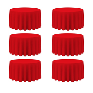 REWOMC 6 Pack Round Tablecloths - 120 Inch, Red Polyester Table Cover for Round Table, Stain and Wrinkle Resistant Washable Fabric Tablecloth, Polyester Tablecloth for Wedding Banquet Parties