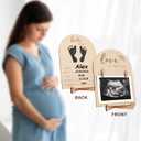 9 Pcs Pregnancy Announcements Set, Include Felt Letter Board Baby Bodysuit Shoes and Wooden Sign Surprise Announcement for Grandparents Partner Gift Family Reveal(White Coming soon-grey shoe)