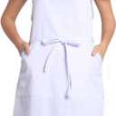 Adjustable Bib Apron with Long Ties for Women Men 18 Colors Chef Kitchen Cooking (White)