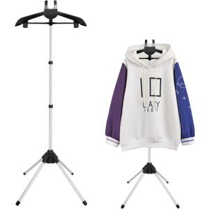 Adjustable T Shirt Display Adult for Vendors, 32-63 inch T Shirt Display Stand, Portable Hanging Black Metal Clothes Display, Hanger Rack for Clothing Dress Garment Coat Retail