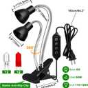 Heat Lamp for Reptile,UVA UVB Light for Turtle,Bearded Dragon Basking Light Bulbs,Dimmable 360Gooseneck UV Heating Lamp W/ G9 Mini Halogen Bulbs 60W (White*2Red*2) for Tortoise/Snake/Lizard