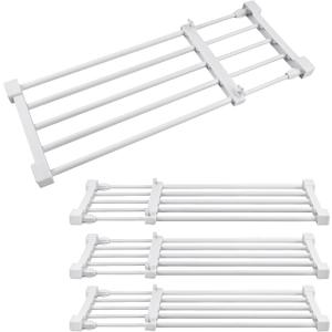 Geetery 4 Pcs Closet Tension Shelf Metal Expandable Closet Shelf Dividers Adjustable DIY Shelf Separators in Closet Tension Rod Storage Rack for Cabinet Kitchen Wardrobe (19.7''-31.5'' X 9.45'')