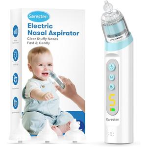 Nasal Aspirator for Baby,Rechargeable Nose Sucker for Baby,Baby Nasal Aspirator with 3 Silicone Tips,Adjustable Suction ,Waterproof Booger Sucker for Baby with Music and Light Function,Blue : Baby