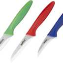 Zyliss 3 Piece Peeling & Paring Knife Set with Covers - Kitchen Knives for Fruits & More - Ideal for Kitchen Collections - Blue, Green, & Red